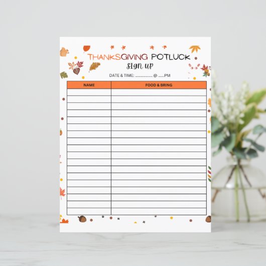 Thanksgiving Potluck Inscrivez-Vous À La Feuille D (Debout devant)