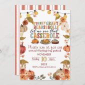 Thanksgiving Potluck Invitation Rustic Fall Party Kaart (Voorkant / Achterkant)