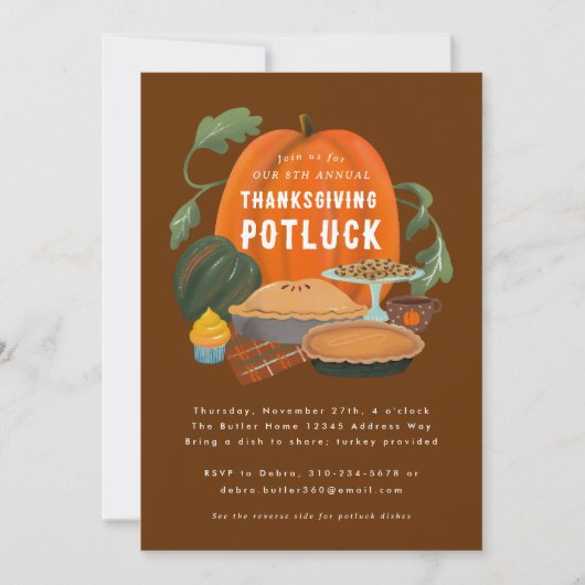 Thanksgiving Potluck Kaart (Voorkant)