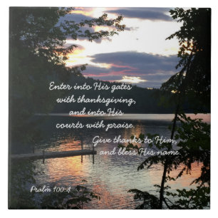Thanksgiving Psalm 100:4 Sunrise Squam Lake Foto Tegeltje