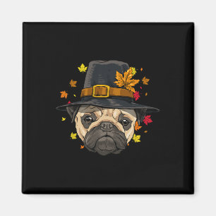 Thanksgiving Pug Pilgrim Herfst Herfst Turkije Dag Magneet
