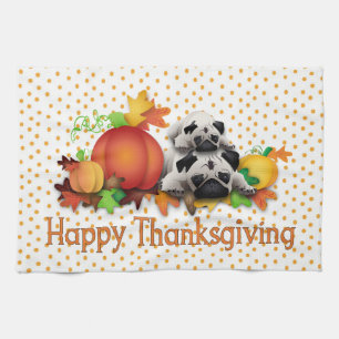 Thanksgiving Pugs en pompoenen Giften, T - shirts Theedoek