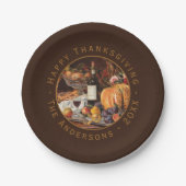 Thanksgiving  Pumpkin Autumn Fruits Brown Papieren Bordje (Voorkant)