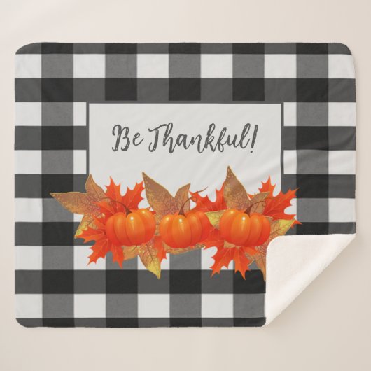 Thanksgiving Pumpkin Buffalo Pset Sherpa Blanket Sherpa Deken (Voorkant (horizontaal))