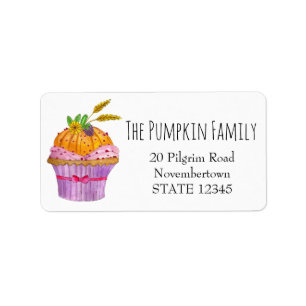 Thanksgiving Pumpkin Cupcake Etiket