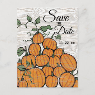 Thanksgiving Pumpkin Harvest Rustic Save the Date Uitnodiging Briefkaart