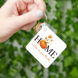 Thanksgiving Pumpkin Home is waar we Bedankt geven Sleutelhanger