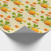 Thanksgiving Pumpkin op Beige Cadeaupapier (Hoek)