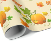 Thanksgiving Pumpkin op Beige Cadeaupapier (Rol Hoek)