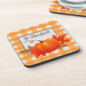 Thanksgiving Pumpkin Oranje Buffalo Plays Bier Onderzetter (Linkerzijde)