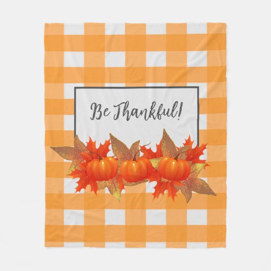 Thanksgiving Pumpkin Oranje Buffalo Plays Fleece Deken (Voorkant)