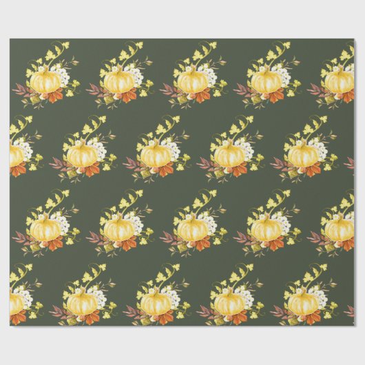 Thanksgiving Pumpkin Pattern Glossy Cadeaupapier (Vlak)