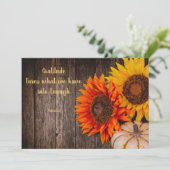 Thanksgiving Pumpkin Sunflower Gratitude Flat Feestdagenkaart (Staand voorkant)