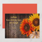 Thanksgiving Pumpkin Sunflower Gratitude Flat Feestdagenkaart (Voorkant / Achterkant)