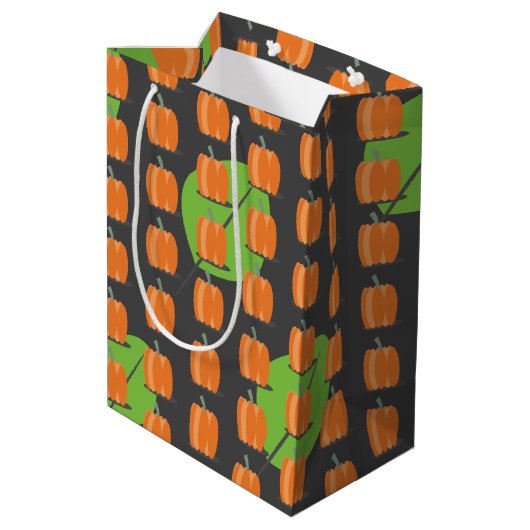 Thanksgiving Pumpkin Theme Pattern Medium Gift Bag Medium Cadeauzakje (Achterkant Gekanteld)