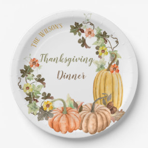 Thanksgiving Pumpkins Butternut Sage Oranje Papieren Bordje