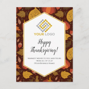 Thanksgiving Pumpkins Leaves Logo Business Briefkaart