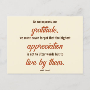 Thanksgiving Quote door John F. Kennedy 2-zijdig Briefkaart