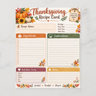 Thanksgiving Receptkaart - Herfstpompoen