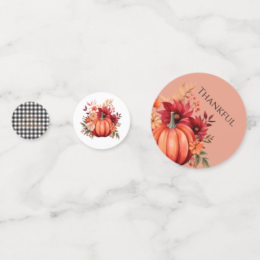 Thanksgiving Red Citrouille Table Confetti (Derrière)