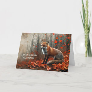 Thanksgiving  Red Fox Autumn Feestdagen Kaart