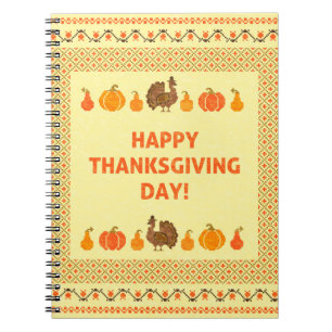 Thanksgiving: retro geborduurd kaartontwerp. notitieboek