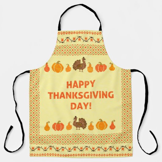 Thanksgiving: retro geborduurd kaartontwerp. schort (Voorkant)