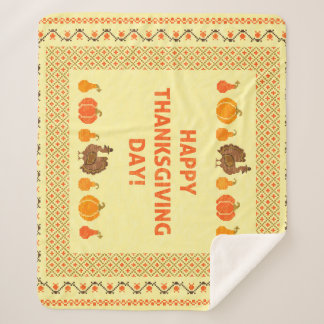 Thanksgiving: retro geborduurd kaartontwerp. sherpa deken
