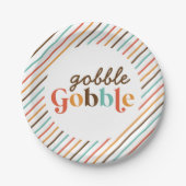 Thanksgiving Retro Gobble Papieren Borden Papieren Bordje (Voorkant)