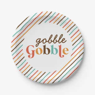 Thanksgiving Retro Gobble Papieren Borden Papieren Bordje