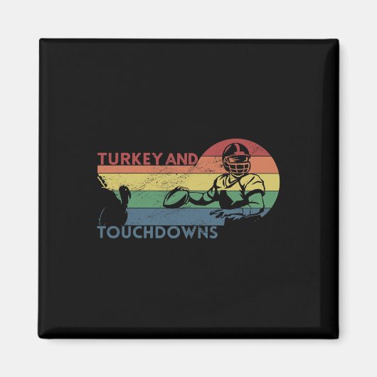 Thanksgiving Retro Turkije en Touchdowns F Magneet (Voorkant)