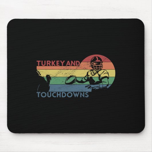 Thanksgiving  Retro Turkije en Touchdowns F Muismat (Voorkant)