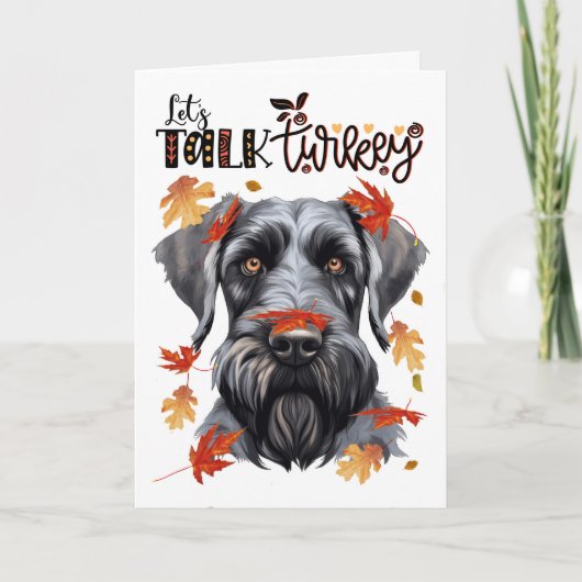 Thanksgiving reus schnauzer hond laten praten Turk Feestdagen Kaart (Voorkant)
