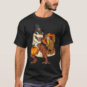 Thanksgiving Rex Dinosaur Dabbing Turkey Pumpkin T-shirt