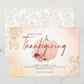 Thanksgiving Roos Gold Glitter Pumpkin Kaart (Voorkant / Achterkant)