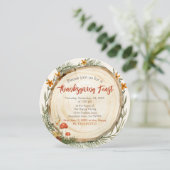 Thanksgiving Rustic Carved Wood Invitation (Debout devant)