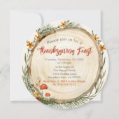 Thanksgiving Rustic Carved Wood Invitation Kaart (Voorkant)