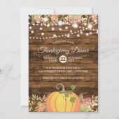 Thanksgiving Rustic Country String Lights Pumpkin Kaart (Voorkant)