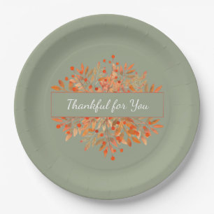 Thanksgiving Sage Green Herfst Foliage  Papieren Bordje