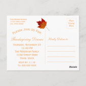 Thanksgiving Save the Date Maple Leaf Briefkaart (Achterkant)