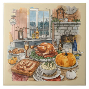 Thanksgiving, Scandinavische stijl, familiebijeenk Tegeltje