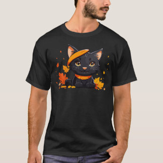 Thanksgiving schattig zwart Cat Kitten Lover blij  T-shirt