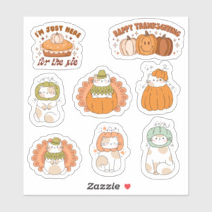 Thanksgiving Schattige Kawaii Cats - stickers