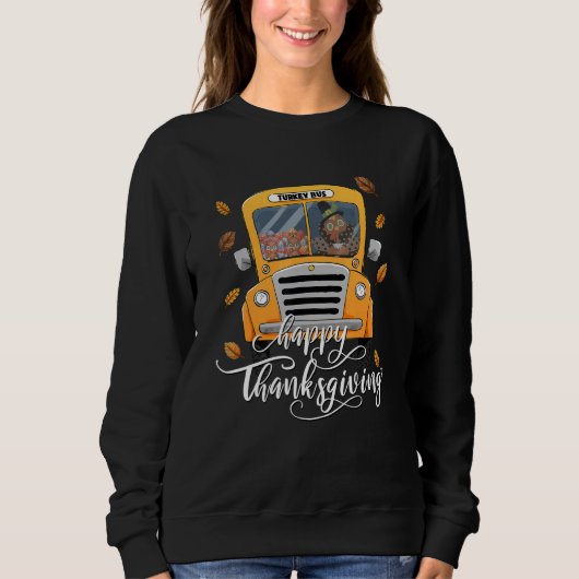 Thanksgiving School Bus Driver Autumn Turkey Back  Trui (Voorkant)