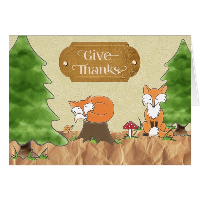 Thanksgiving Scrapbook look Woods avec renards (Devant horizontal)