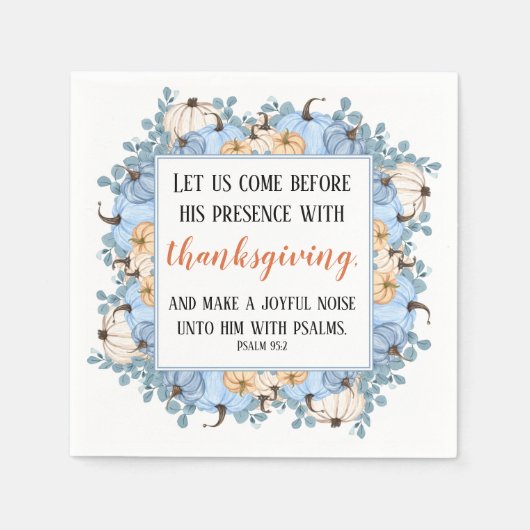 Thanksgiving Scripting Blue Pumpkin-Lijst Servet (Voorkant)