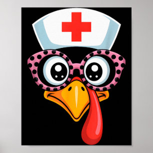 Thanksgiving-scrub Funny kalkoengezicht verpleegst Poster