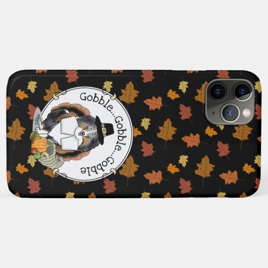 Thanksgiving Shetland Sheepdog (blue merle) Funny Case-Mate iPhone Case (Achterkant (horizontaal))