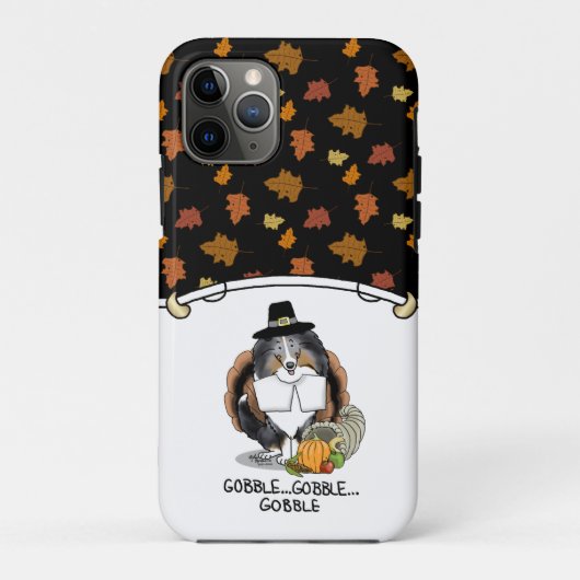 Thanksgiving Shetland Sheepdog (blue merle) Funny Case-Mate iPhone Case (Achterkant)
