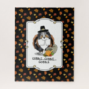 Thanksgiving Shetland Sheepdog (blue merle) Funny Legpuzzel